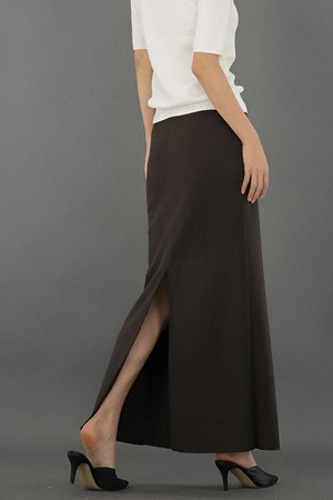 [24FW] Back Slit Bending Long Skirt _Brown