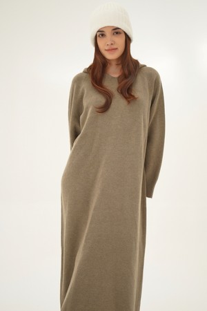 [24FW] Hoodie Knit Long Dress _D.Beige