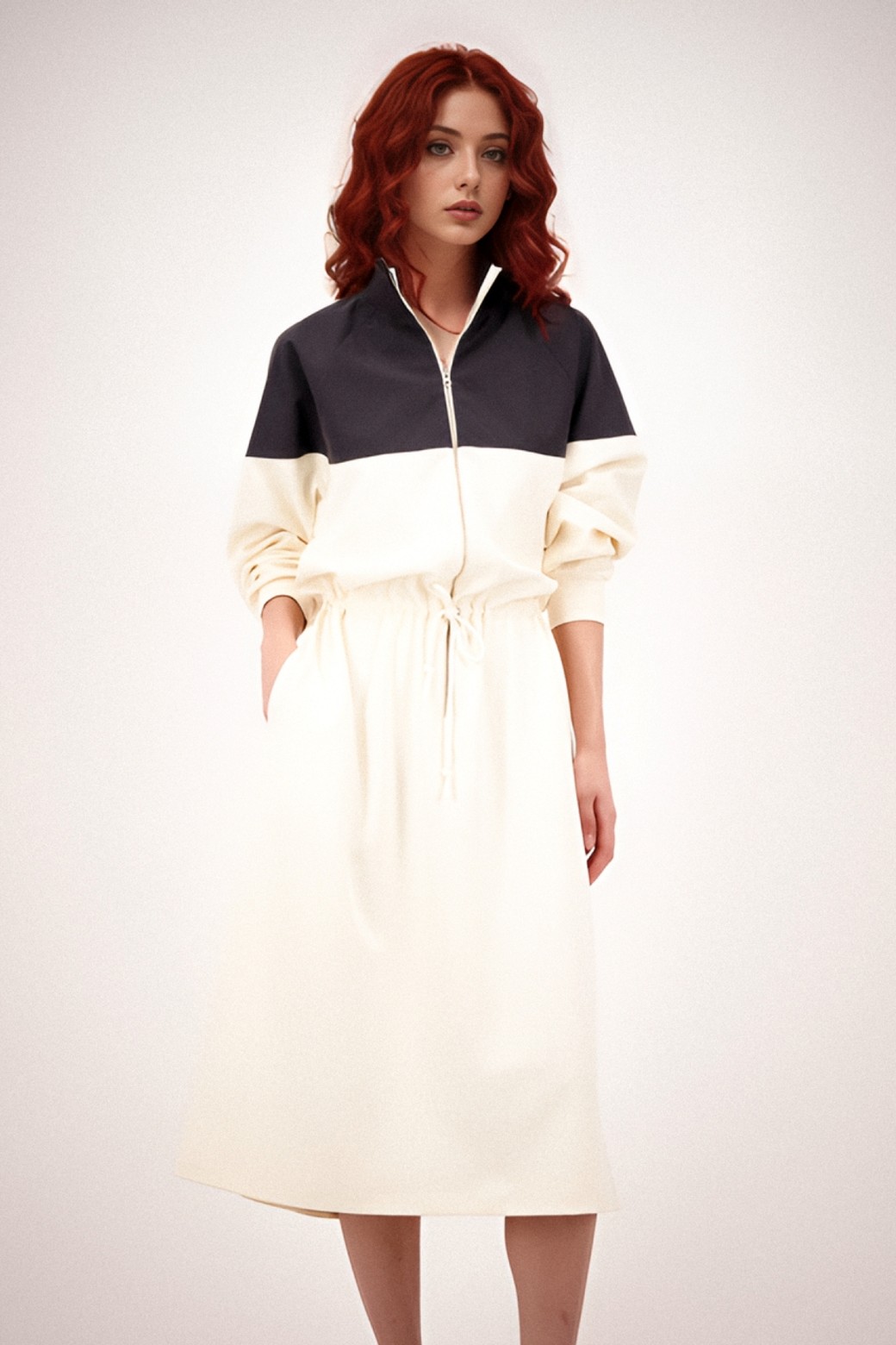 [Clove]★24SS★韓国大人気 ★Half Zip-Up Dress 25SS] Half Zip-up String Dress _Black_ACUD - 코오롱몰