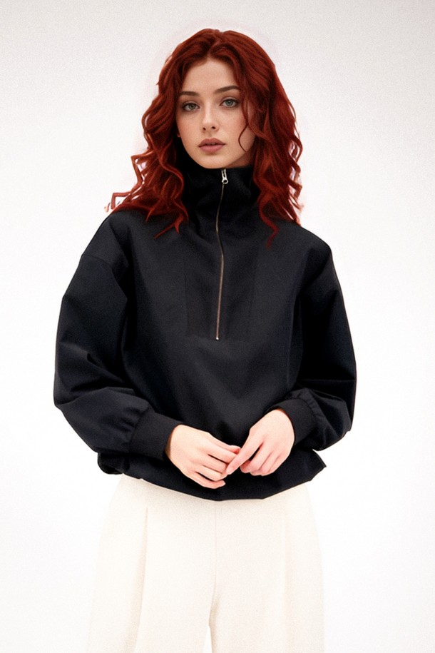 ACUD - 블라우스 - [25SS] Half Zip-up Sportive Blouse _Black