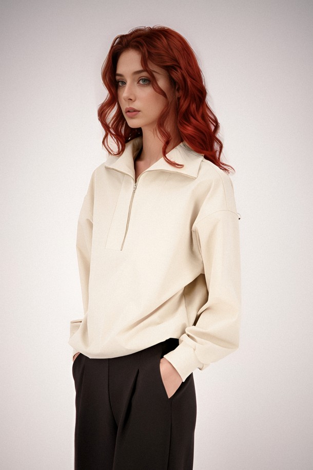 ACUD - 블라우스 - [25SS] Half Zip-up Sportive Blouse _Ivory