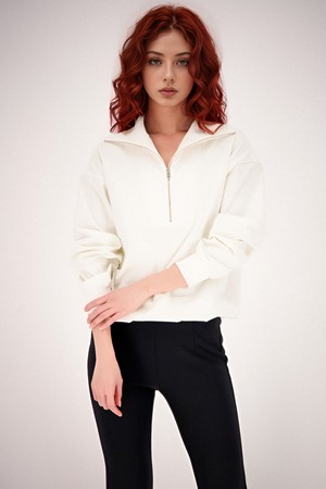 [25SS] Half Zip-up Sportive Blouse _Ivory