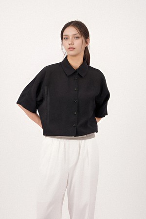[25SS] See Through Cropped Shirt _Black