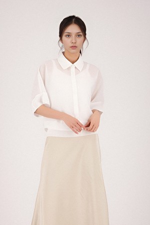 [25SS] See Through Cropped Shirt _White