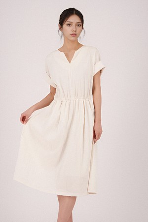 [25SS] Sleeve Detail Slit Dress _Ivory