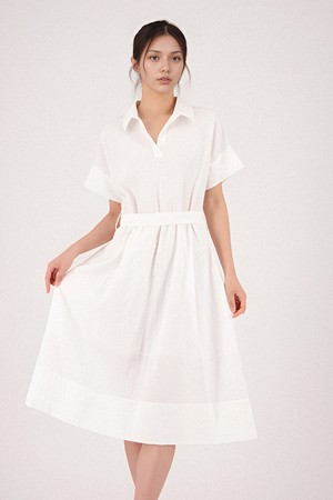 [25SS] Collar Neck Half Sleeve Dress _White