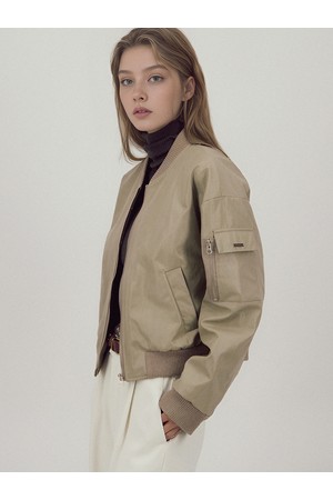 [25FW]_Glossy Bomber Jacket _Beige