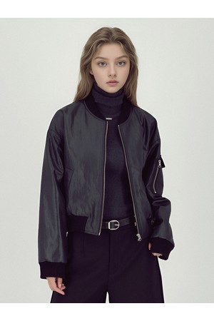 [25FW]_Glossy Bomber Jacket _Black