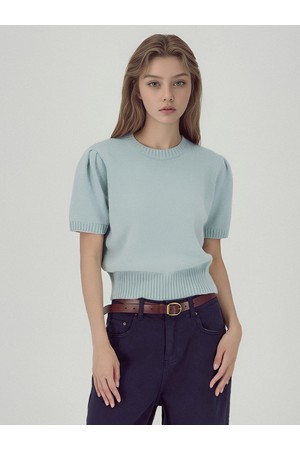 [25FW]_Balloon Shoulder Half Knit _Sky