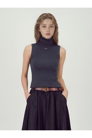 [25FW]_Ribbed Sleeveless Knit _Charcoal