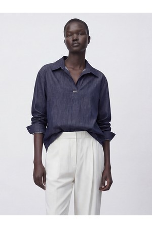 [26SS] Glossy Shirt Blouse _Denim