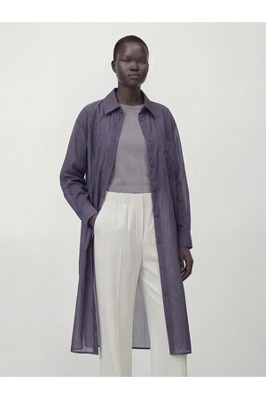 [26SS] Sheer Nylon Long Shirt _Navy