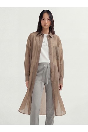 [26SS] Sheer Nylon Long Shirt _Carmel