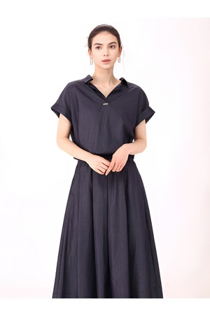 [26ss] Half Sleeve Glossy Set-up _Denim