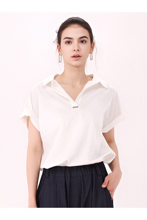 [26ss] Half Sleeve Glossy Blouse _Ivory