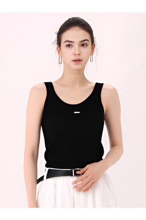 [26ss] Sleeveless Ribbed Knit _Black