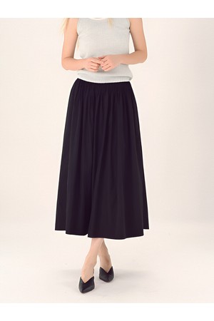 [26SS] Pin Tuck Flare Banding Skirt _Black