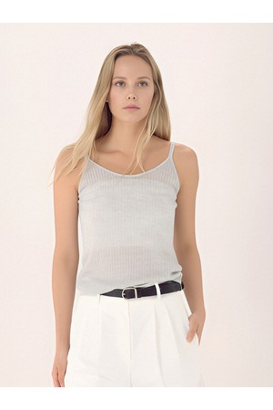 [26SS] Linen Rib Sleeveless Knit _L.Grey
