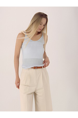 [26SS] Linen Rib Sleeveless Knit _Mst.Blue