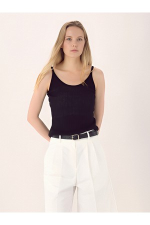 [26SS] Linen Rib Sleeveless Knit _Black