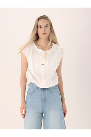 [26SS] Gather Ribbon Blouse _White