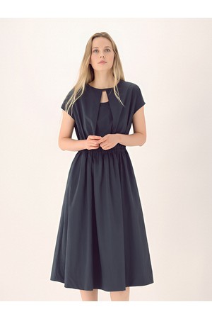 [26SS] Front Cut Banding Dress _Charcoal