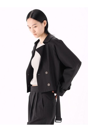 [26FW] Cropped Trench Coat _Black