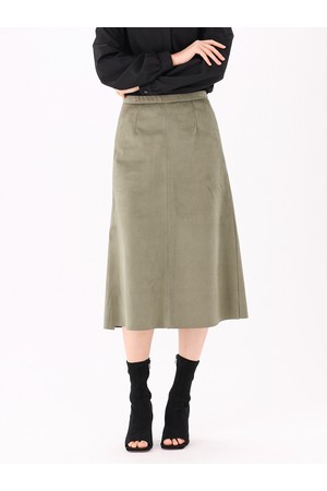 [26FW] Suede Midi Skirt _Olive