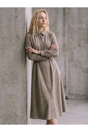 [26FW] Suede Shirt Dress _D.Beige