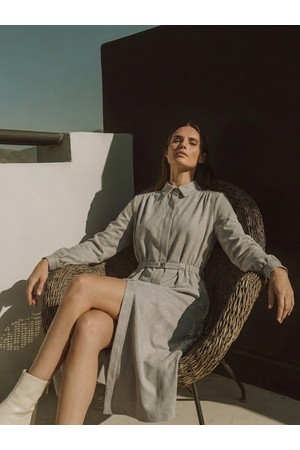 [26FW] Suede Shirt Dress _L.Grey