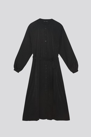 [21FW] Silky shirring shirt dress in black 