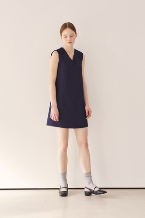 [23SS] V-neck minimal mini dress [2 colors]