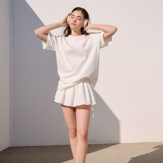 화이트 Duck family 프린팅 반팔 티셔츠 (UNISEX)