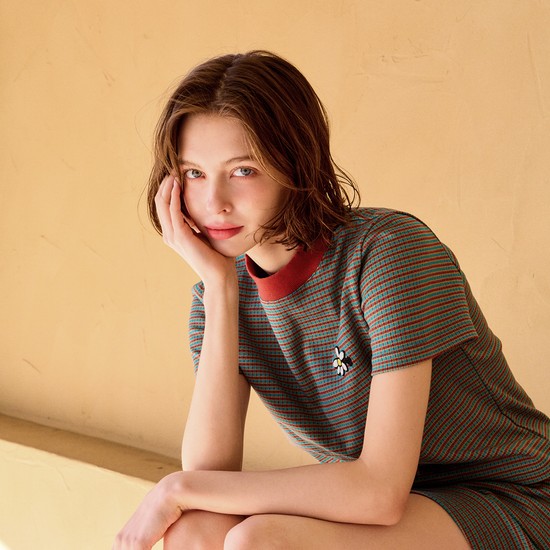 터키그린(브릭) 쟈가드 라운드넥 반팔티