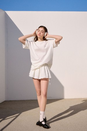 화이트 Duck family 프린팅 반팔 티셔츠 (UNISEX)