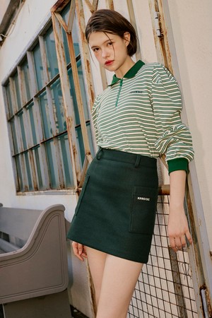 그린 울터치 포켓 스커트