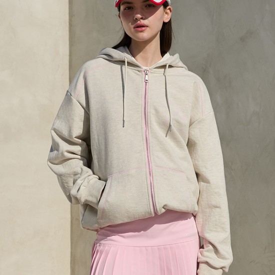 그레이 스티치 후드 집업 (Unisex)