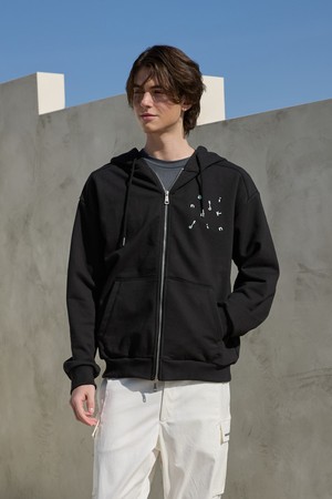 블랙 스티치 후드 집업 (Unisex)_BLACK-a