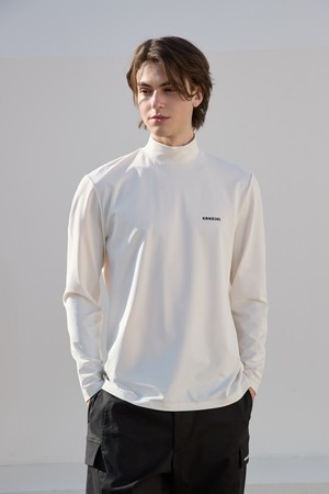 아이보리 로고 하프넥 긴팔티 (Unisex)