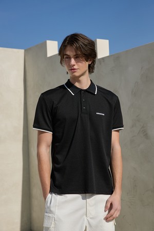 블랙 플리츠카라 폴로셔츠 (Unisex)