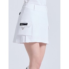여성 포켓 디테일 플리츠 큐롯 스커트 화이트-a
