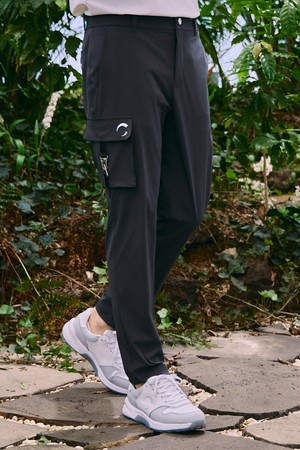 남성 슬림 스트레치 일자핏 카고 팬츠 차콜_GREY-a