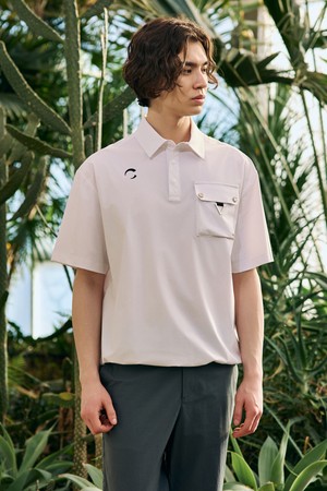 남성 냉감 스트레치 원포켓 반팔 카라 우븐탑 화이트_WHITE-a