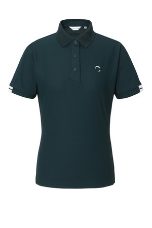 여성 폴리 피케 배색 카라 반팔 티셔츠 다크그린_GREEN-a