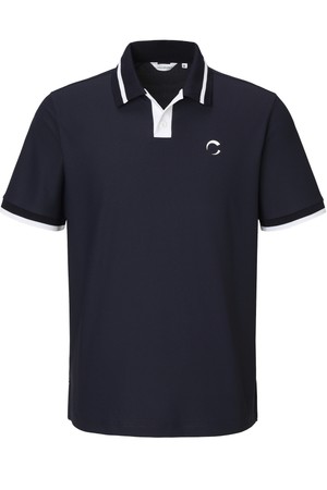 남성 PQ소재 배색 카라 반팔 티셔츠 네이비_NAVY-a