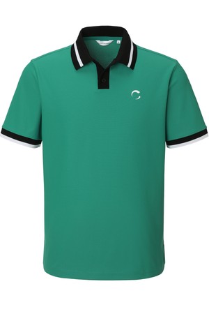 남성 PQ소재 배색 카라 반팔 티셔츠 그린_GREEN-a