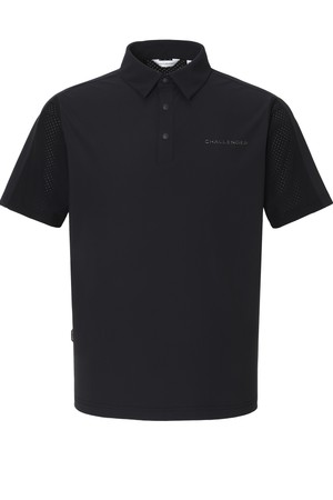 남성 등판 파이핑 트리코트 카라 반팔 티셔츠 블랙_BLACK-a