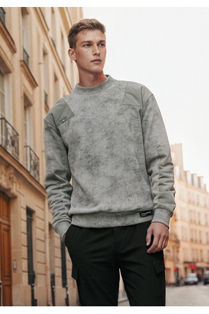 남성 타이다이 아트웍 라운드 맨투맨 티셔츠 그레이_GREY-a