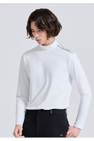 남성 컴포트 저지 어깨립 디테일 모크넥 긴팔 티셔츠 오프화이트_WHITE-a