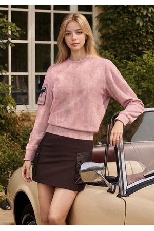 여성 타이다이 아트웍 라운드 맨투맨 티셔츠 핑크_PINK-a